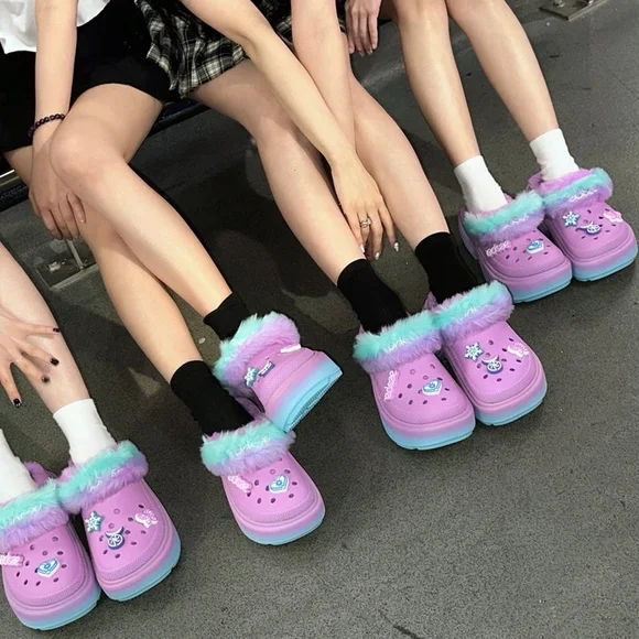 Crocs x Aespa New Lined Stomp Clogs Lilac Blue Men's 8 / Women's 10 NWT - Picture 3 of 15